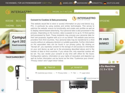 Website von INTERGASTRO Handels GmbH & Co. KG