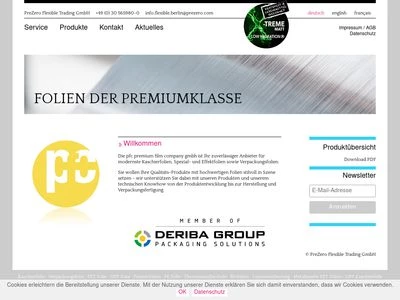 Website von PFC Premium Film Company GmbH