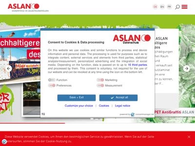 Website von ASLAN Selbstklebefolien GmbH