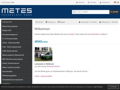 Website von metes technology GmbH