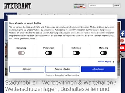 Website von Team Tejbrant Stadtmobiliar und Informationssysteme GmbH