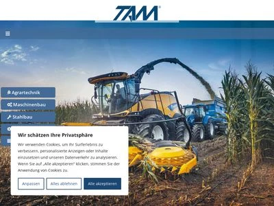 Website von TAM Thüringer Agrartechnik & Maschinenbau GmbH