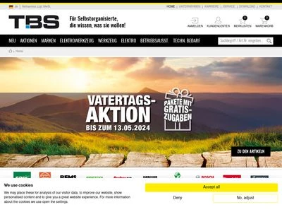 Website von TBS Technischer Bedarf GmbH