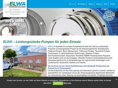 Website von ELWA Pumpentechnik GmbH
