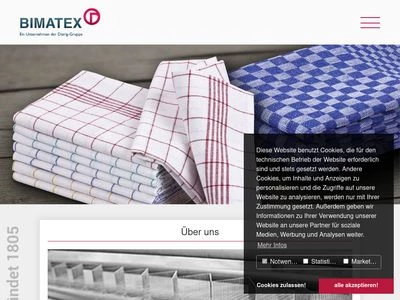 Website von Bimatex Textil-Marketing- und Vertriebs-GmbH