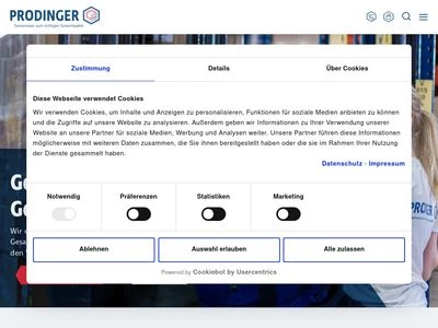 Website von PRODINGER Verpackung GmbH & Co. KG