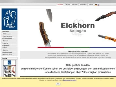 Website von Eickhorn Solingen Limited