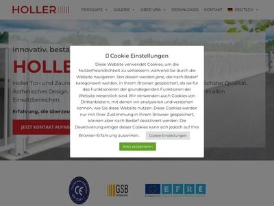 Website von Holler Tore GmbH