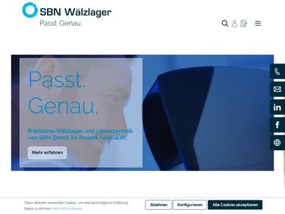 Website von SBN Wälzlager GmbH & Co. KG