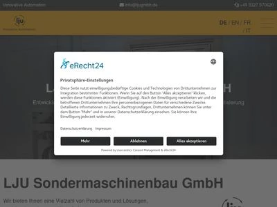 Website von LJU Sondermaschinenbau GmbH