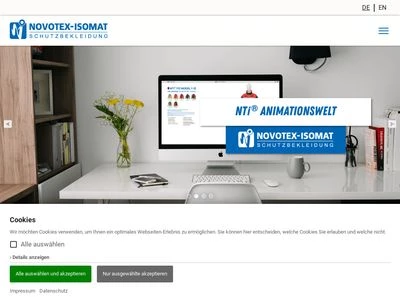 Website von NOVOTEX-ISOMAT Schutzbekleidung GmbH