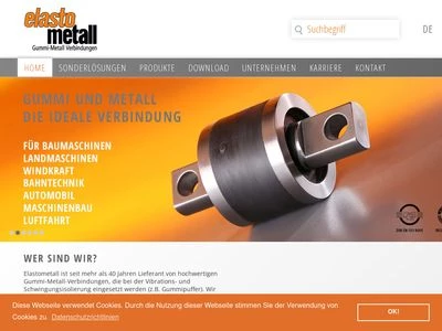 Website von elastometall GmbH