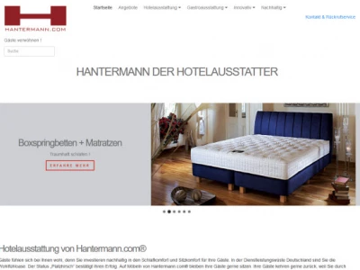 Website von Hantermann - Der Hotelausstatter GmbH & Co. KG