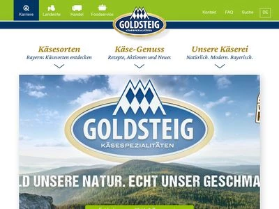 Website von GOLDSTEIG Käsereien Bayerwald GmbH