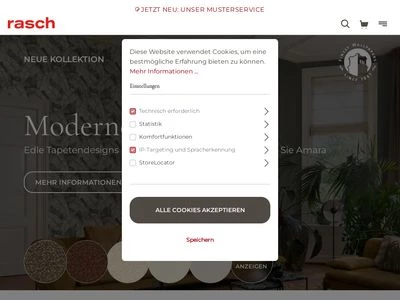 Website von Tapetenfabrik Gebr. Rasch GmbH & Co. KG