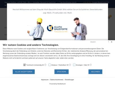 Website von Kluth Baustoffe GmbH