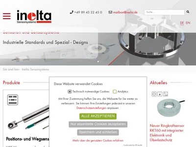 Website von Inelta Sensorsysteme GmbH & Co. KG