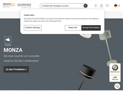 Website von Sompex Im- und Export GmbH & Co. KG