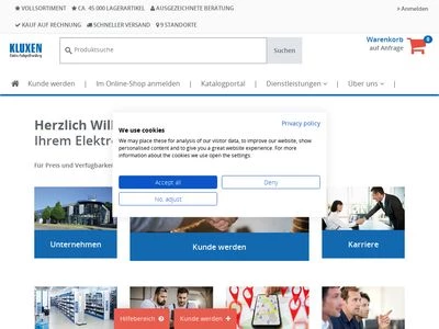 Website von WALTER KLUXEN GmbH Elektro-Fachgroßhandlung