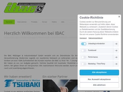 Website von IBAC Wälzlager & Industriebedarf GmbH