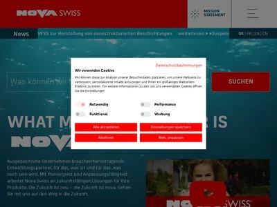 Website von Nova Werke AG