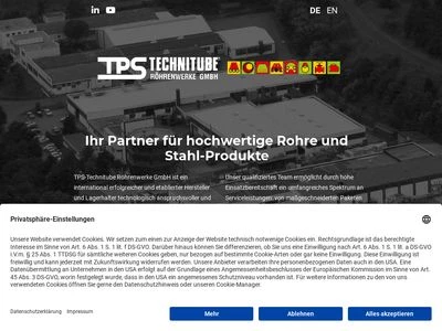 Website von TPS-Technitube Röhrenwerke GmbH