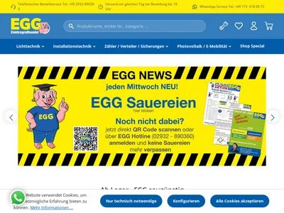 Website von EGG Elektrogroßhandel GmbH
