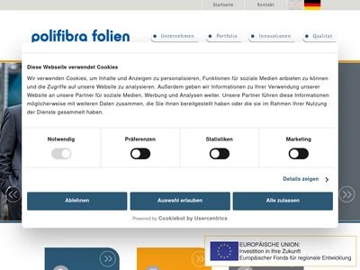 Website von Polifibra Folien Handelsgesellschaft mbH