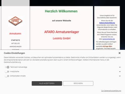 Website von AFARO Armaturenlager LEISTRITZ GmbH