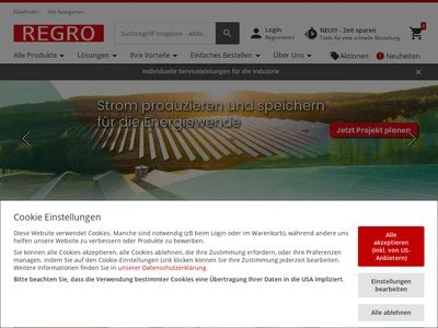 Website von REGRO - REXEL Austria GmbH