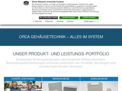 Website von ORCA Gehäusetechnik GmbH