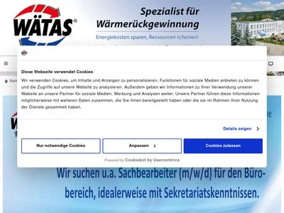 Website von WätaS Wärmetauscher Sachsen GmbH