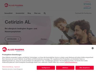 Website von ALIUD PHARMA® GmbH