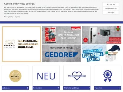 Website von Thommel Industrie- & Handwerkerbedarf GmbH