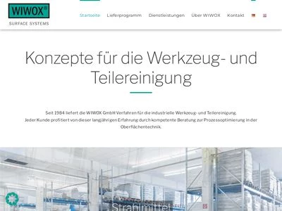 Website von WIWOX GmbH Surface Systems