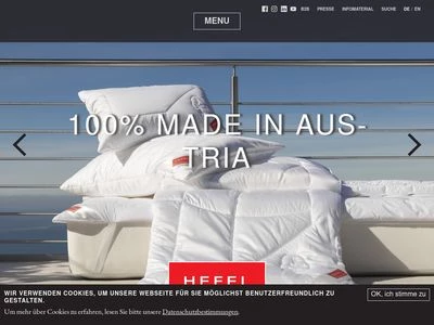 Website von Hefel Textil GmbH