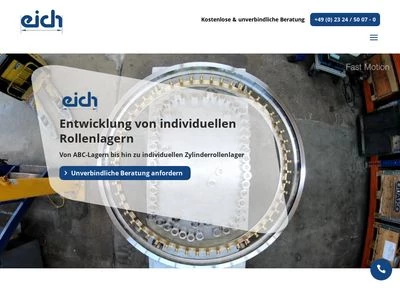 Website von Eich Rollenlager GmbH