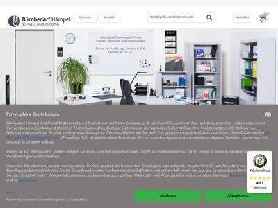 Website von Bürobedarf Hämpel GmbH