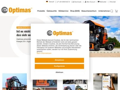 Website von Optimas Maschinenfabrik H. Kleinemas GmbH 