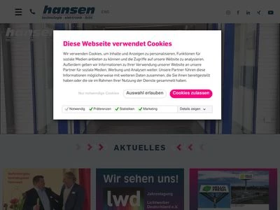 Website von Hansen Neon GmbH