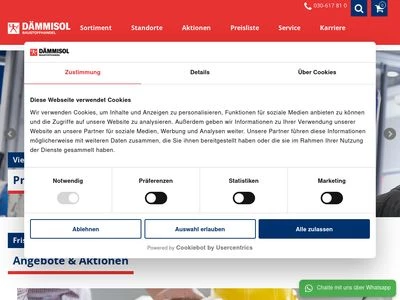 Website von DÄMMISOL Baustoffe GmbH