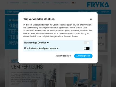 Website von FRYKA-Kältetechnik GmbH