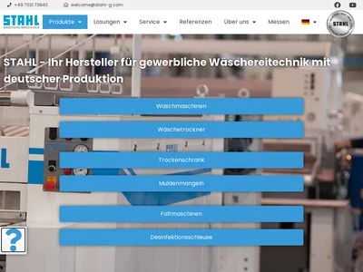 Website von Gottlob STAHL Wäschereimaschinenbau GmbH