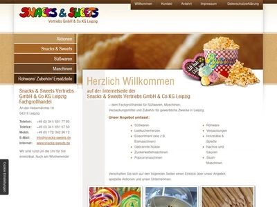 Website von Snacks & Sweets Vertriebs GmbH & Co.KG Leipzig