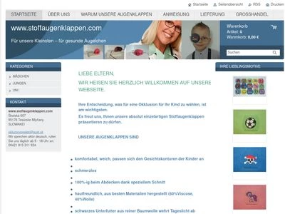 Website von Stoffaugenklappen/Okklusionsklappen