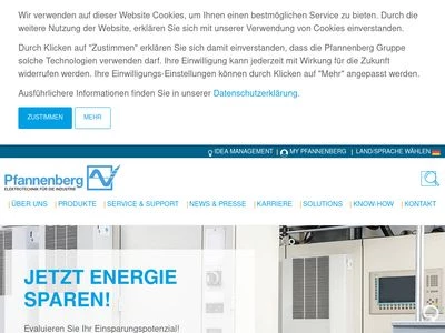 Website von Pfannenberg Group Holding GmbH