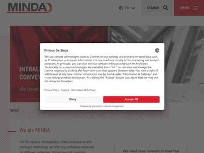 Website von MINDA Industrieanlagen GmbH