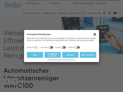 Website von Weller Tools GmbH