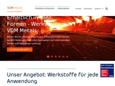 Website von VDM Metals International GmbH
