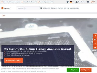 Website von Happyware Server Europe GmbH
